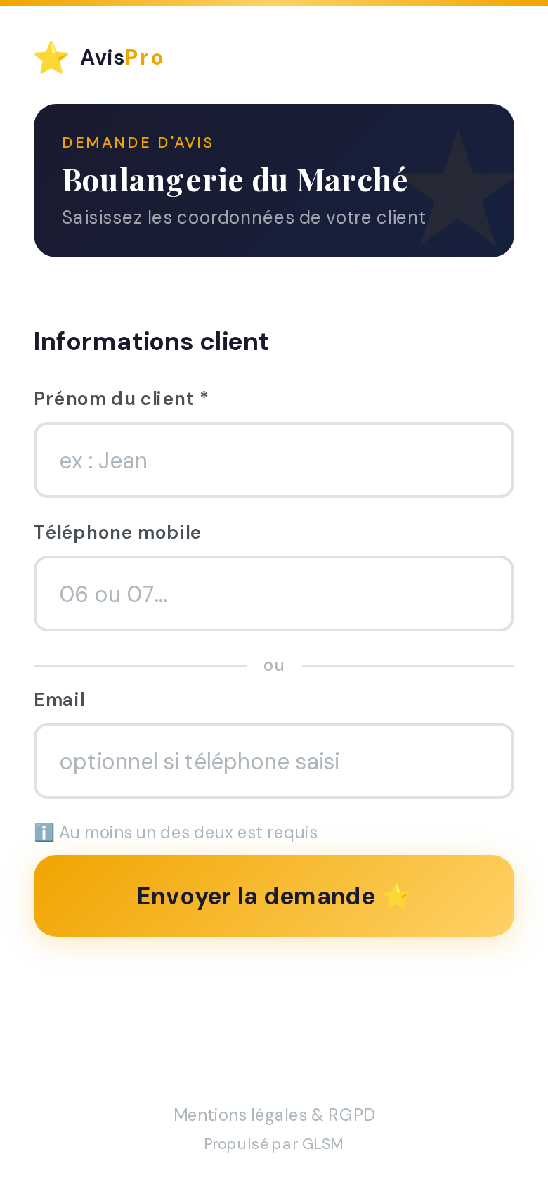 L'outil d'envoi : prénom, numéro, c'est tout.