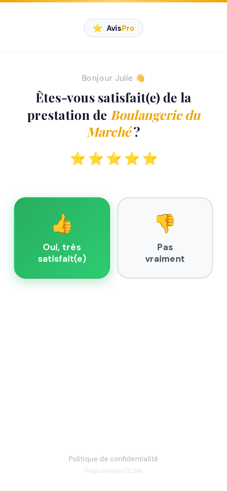 Ce que voit votre client : simple et rapide.